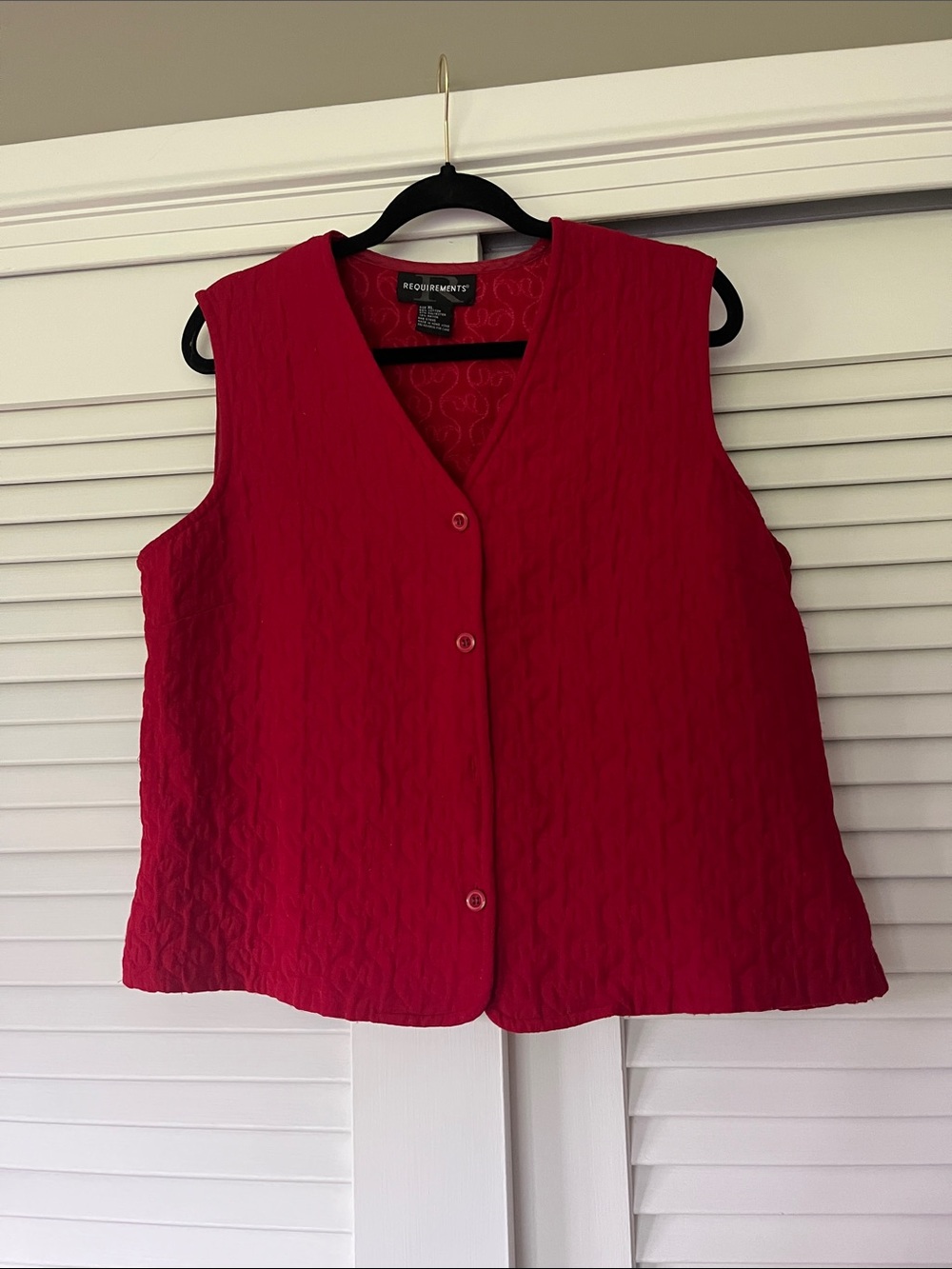 Requirements Red Quilted V-Neck Button Front Vest